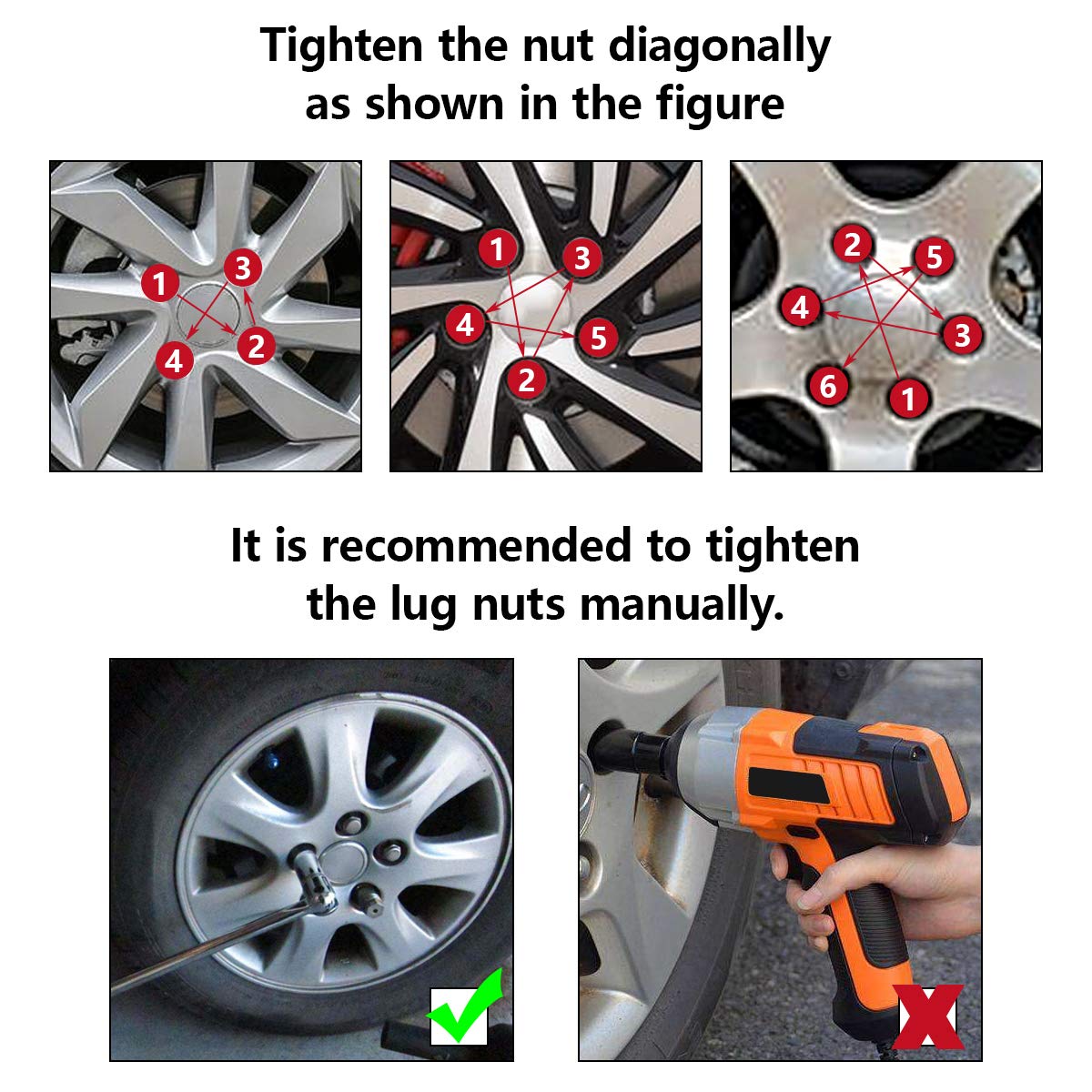 A-KARCK Lug Nuts M14 x 1.5, Black Closed End Wheel Nuts Bulge Acorn 24PCS with 1 Spline Tuner, Cone Seat 2" Overall Tall