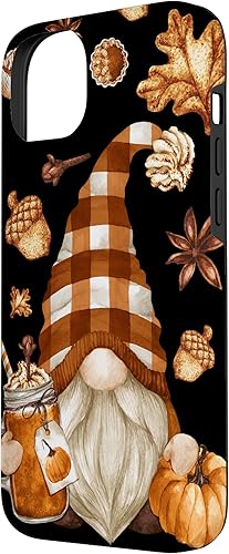 Miniatura 2 de iPhone 14 Plus lindo patrón de Acción de Gracias para el caso de especias de calabaza y gnomo de otoño