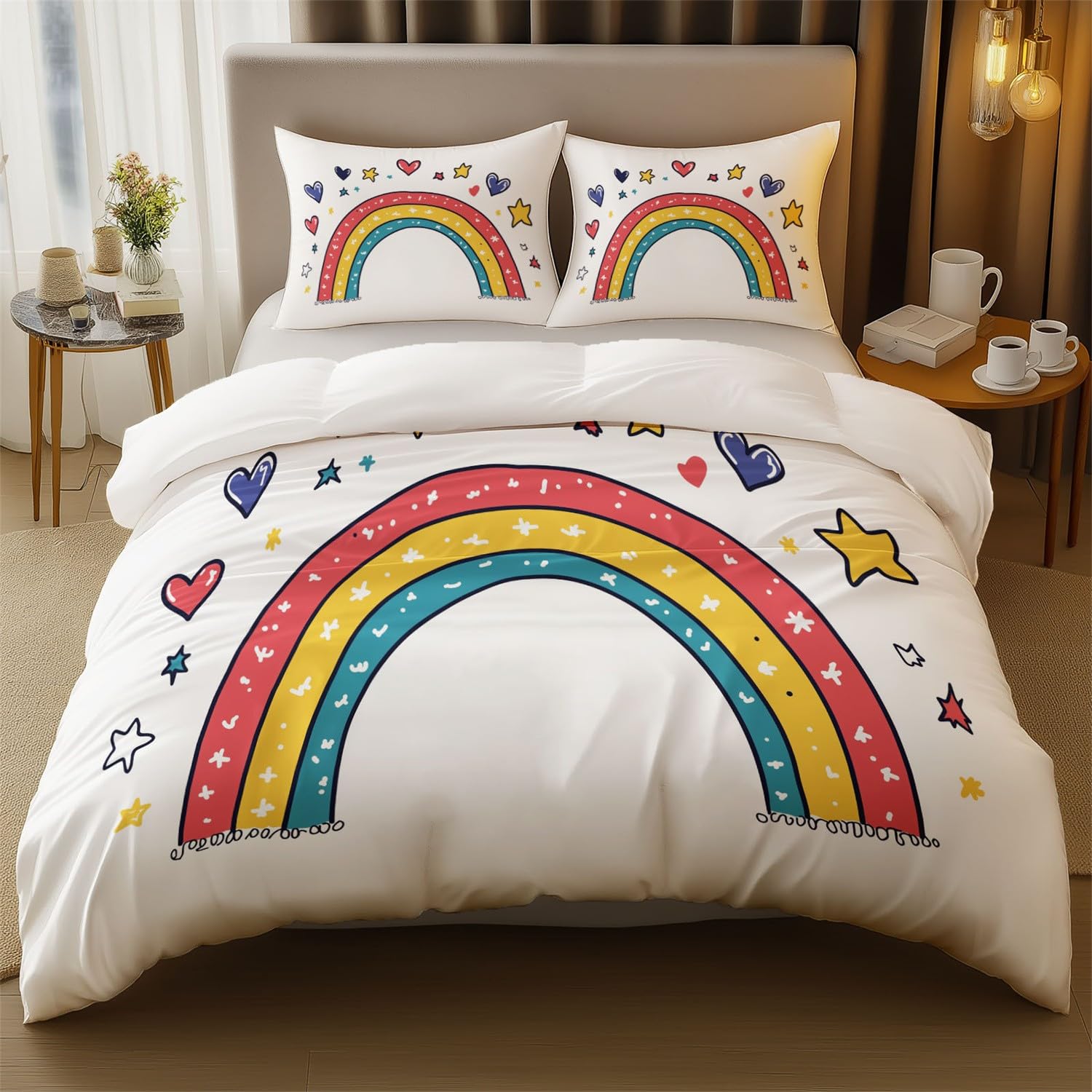 Zestaw poszewek na kołdrę w stylu boho geometryczne kształty pościeli 230 x 220 cm zestaw pościeli z nadrukiem z parą poszewek na poduszki, miękka poszewka na kołdrę z mikrofibry z zamkiem
