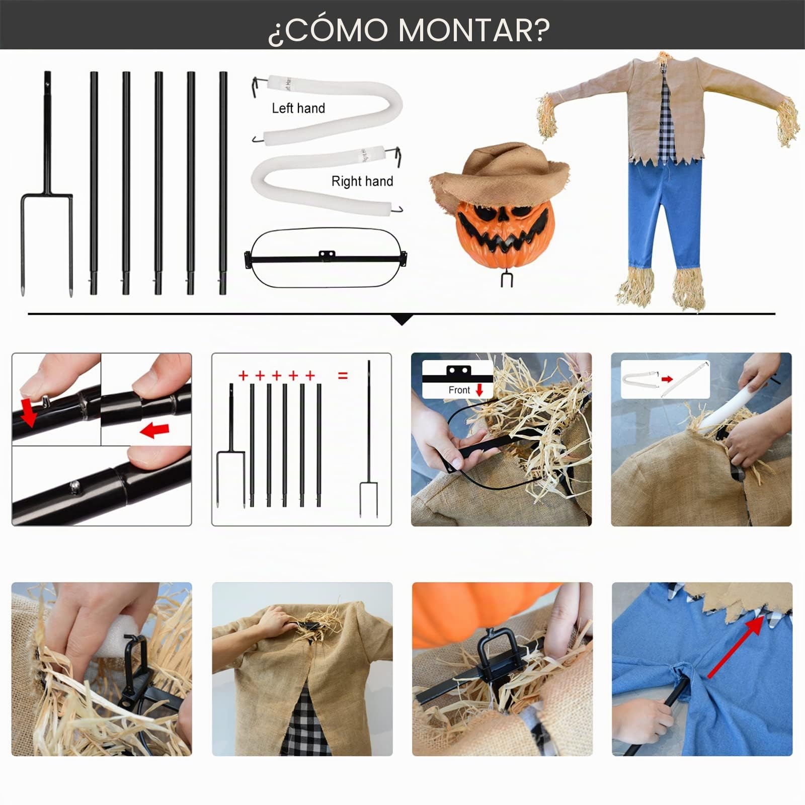 LarpGears Espantapájaros de Halloween de 7.5 pies de Altura para Exteriores, con Soporte de Metal, espantapájaros, Fantasma, decoración voladora de Halloween para jardín y Patio