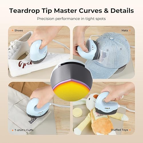 Vista 14 de HTVRONT Mini máquina de prensa de calor, pequeña prensa de calor portátil, máquina de prensa de hierro para camisetas, sombreros, proyectos de Menta