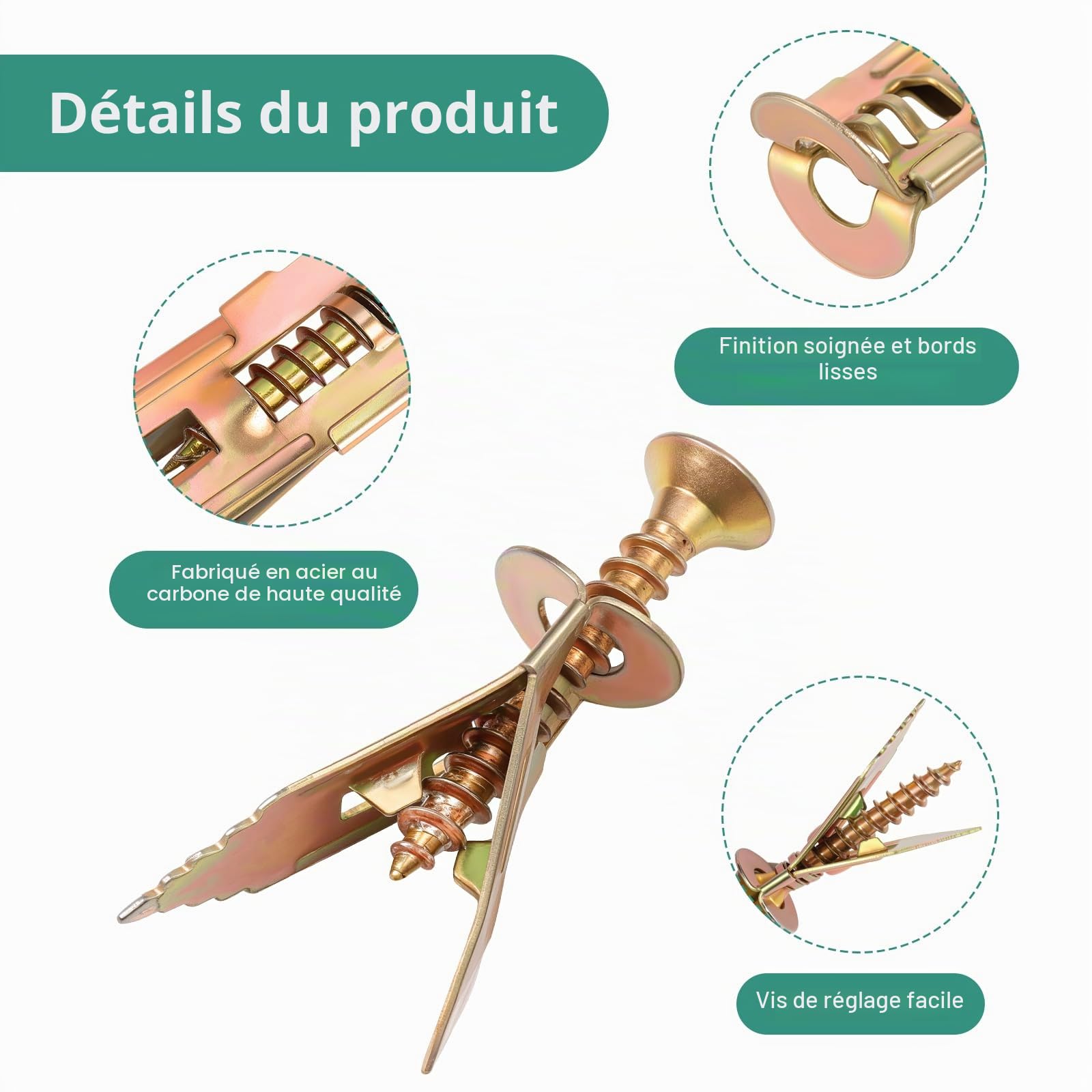 400PCS Kit de Chevilles et Vis Autoperceuses, Kit d'Ancrages et Vis Autoperceuses pour Cloisons Sèches, 4 Tailles Kit de Vis pour Plaques de Plâtre 2 Tailles Vis à Expansion Auto-Taraudeuses