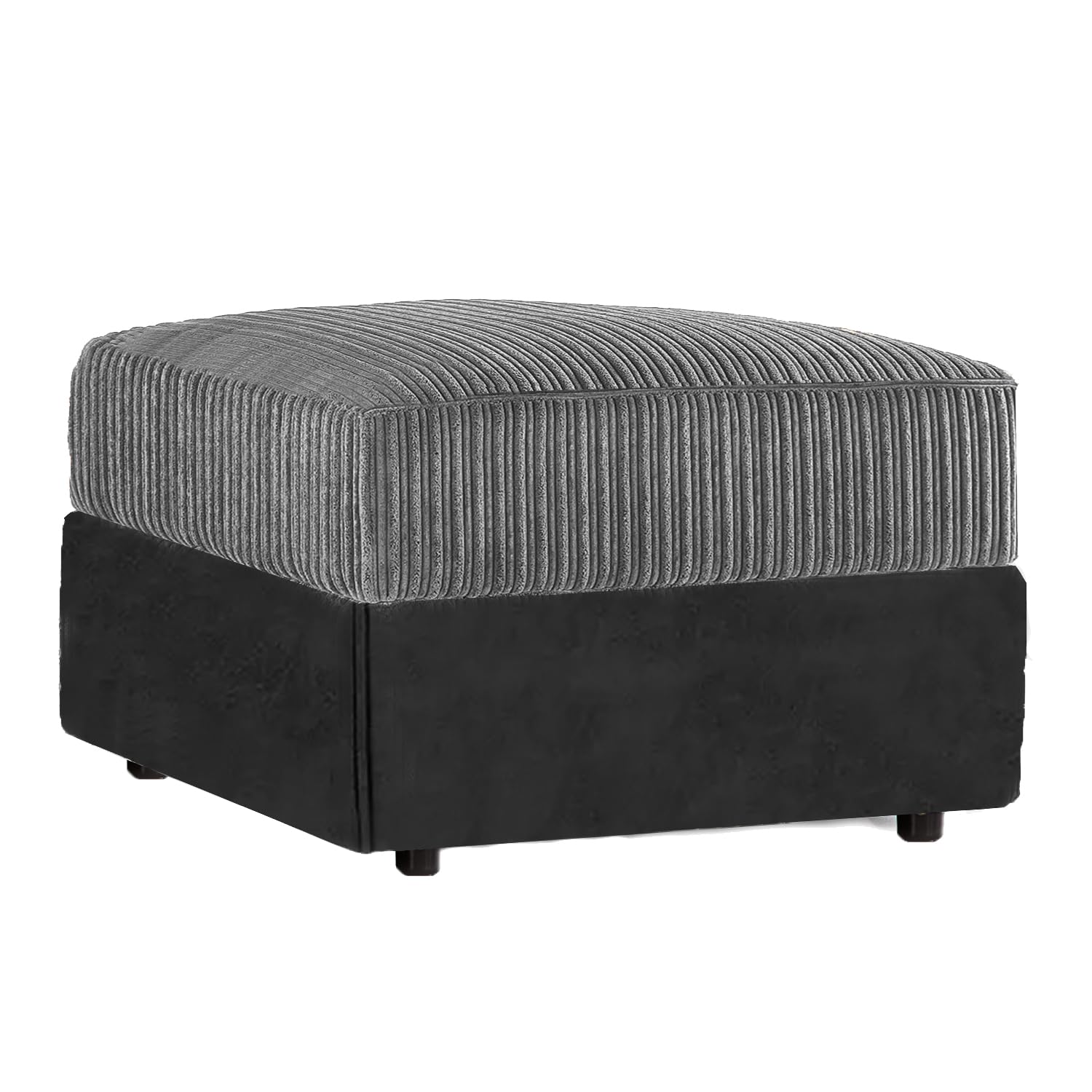 Luxor Jumbo Cord Footstool Black and Grey Sofa Accessory Pouffe (Footstool)