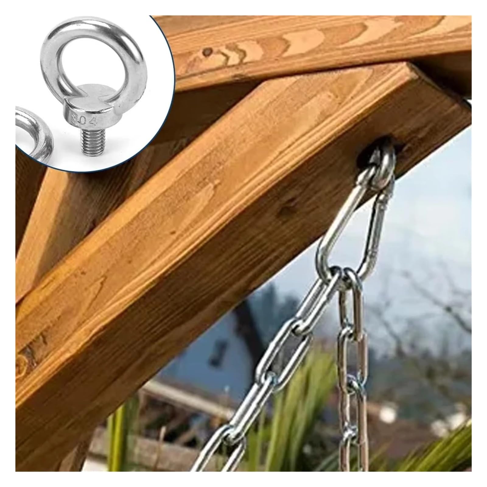 Pernos de Ojo de Acero CáNcamos 1-10x Tornillos de tuerca enganche anillo perno ojo elevación acero inoxidable 304 Tornillo con hombro Suministros M4 M5 M6 M8(M8,5PCS)