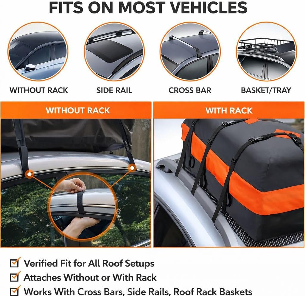 Rooftop Cargo Carrier for Ford Transit MK7 2006-2013, 17 Cubic Feet Waterproof Car Roof Bag Heavy Duty Luggage Carrier for All Cars with/No Rack,Camouflage Blue