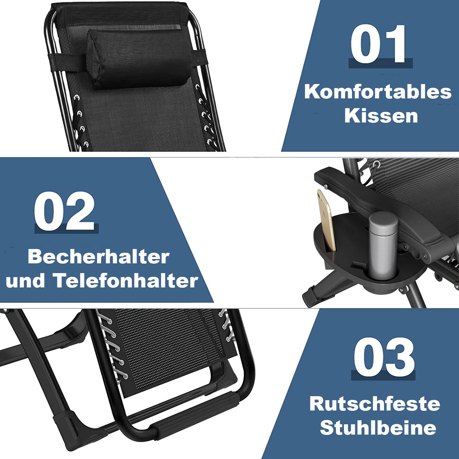 UDPATIO Gartenliege Klappbare Sonnenliege Liegestuh Produktbild-Vorschau 9