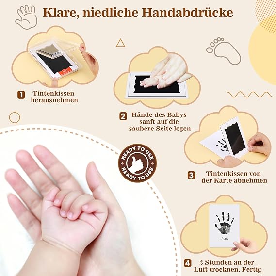 6 Pack Inkless Baby Hand and Footprint Kit for Newborn, Mess-Free Paw Print | Newborn Keepsake, Dog Nose & Paw Print Kit, Clean Touch Ink Pads, Zero Skin Contact, Safe for Baby & Pets, New Mom Gift