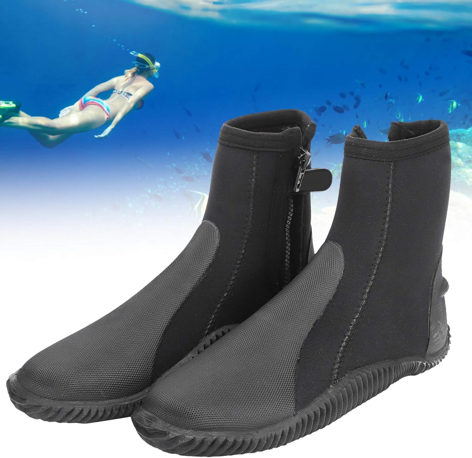 Alomejor 5mm Neoprene Diving Shoe Keep Warm Swimming Snorkeling Boot for Diving Snorkeling