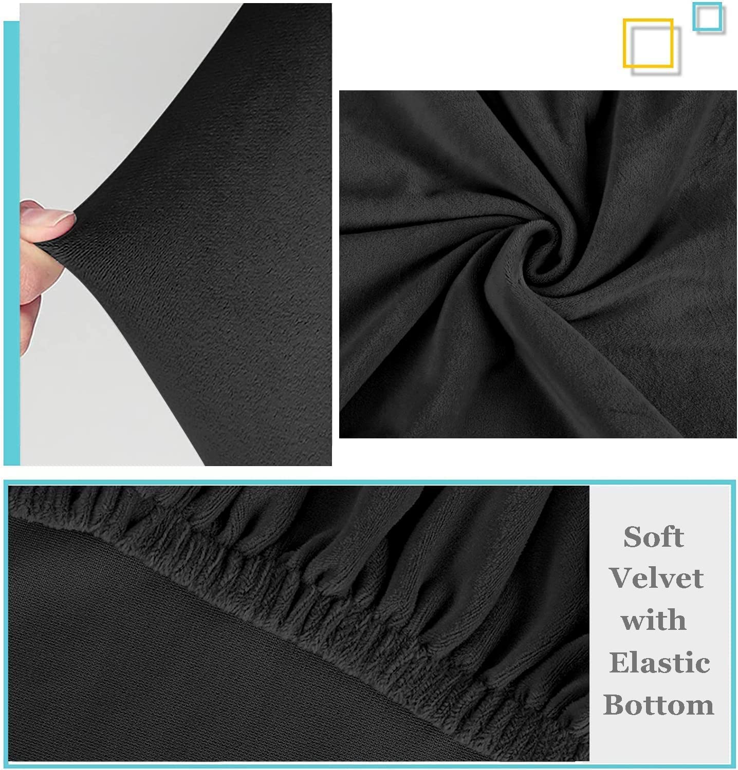 Caijin Copertura Per Testiera, Fodera per Testiera Del Letto Tessuto in Velluto Elasticizzato, copertura protettiva con fondo elastico per la decorazione del letto (Nero, lunghezza: 120cm-140cm)