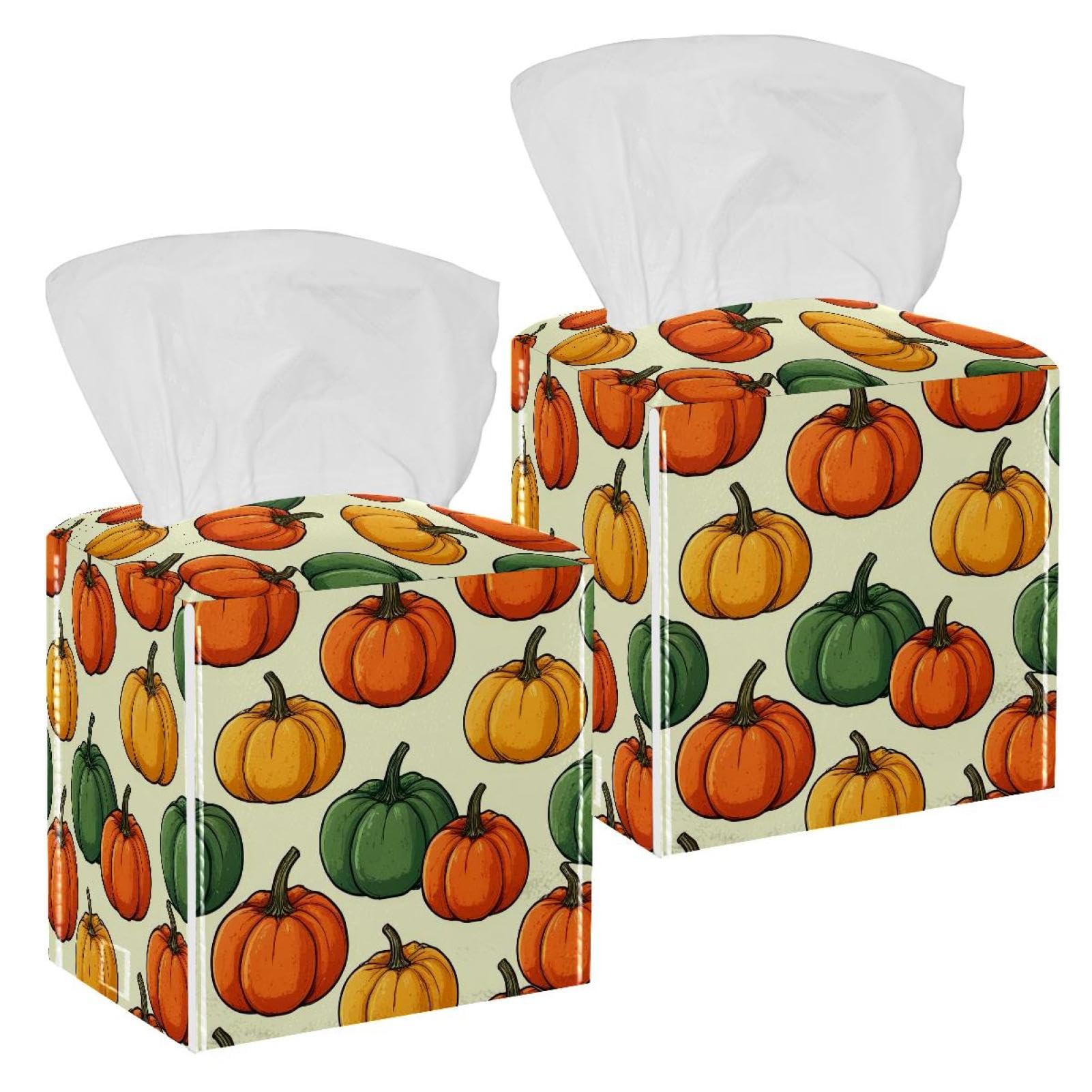 Boîte à mouchoirs en cuir pour voiture et table basse Helloween Pumkins