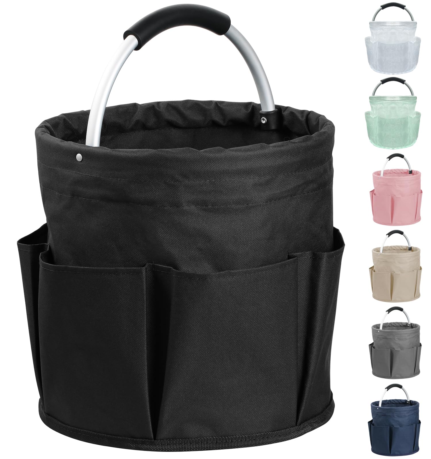 IHOMAGIC 17L Cleaning Caddy with Handle and 6 Pockets Foldable Cleaning Supply Caddy Portable Shower Caddy in 600D