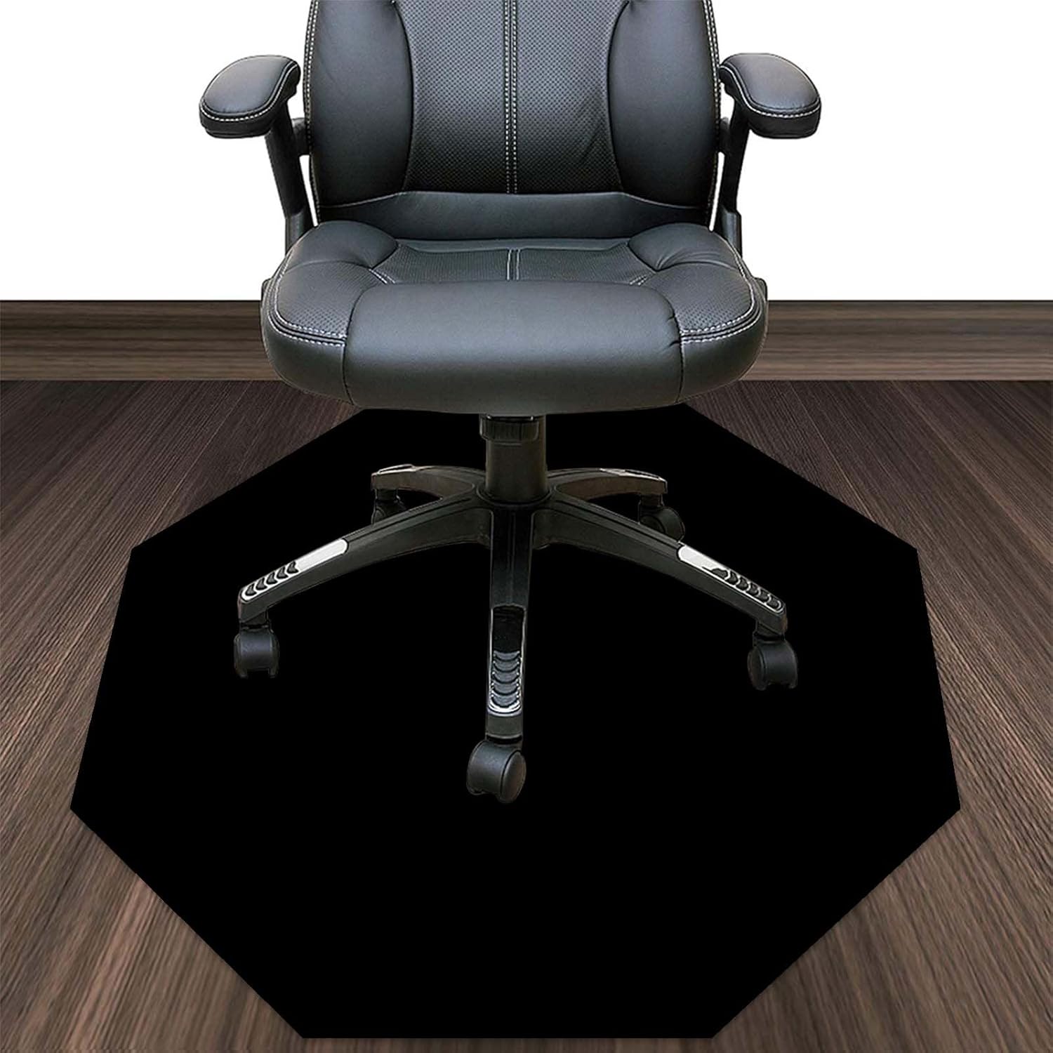 Custom Office Chair Mat for Hardwood Floor Personalized Computer Gaming Chairs Mats Customized Tile Floors Protector Rug with Image Logo Text for Home Gym Office, Black 35.8 Inch