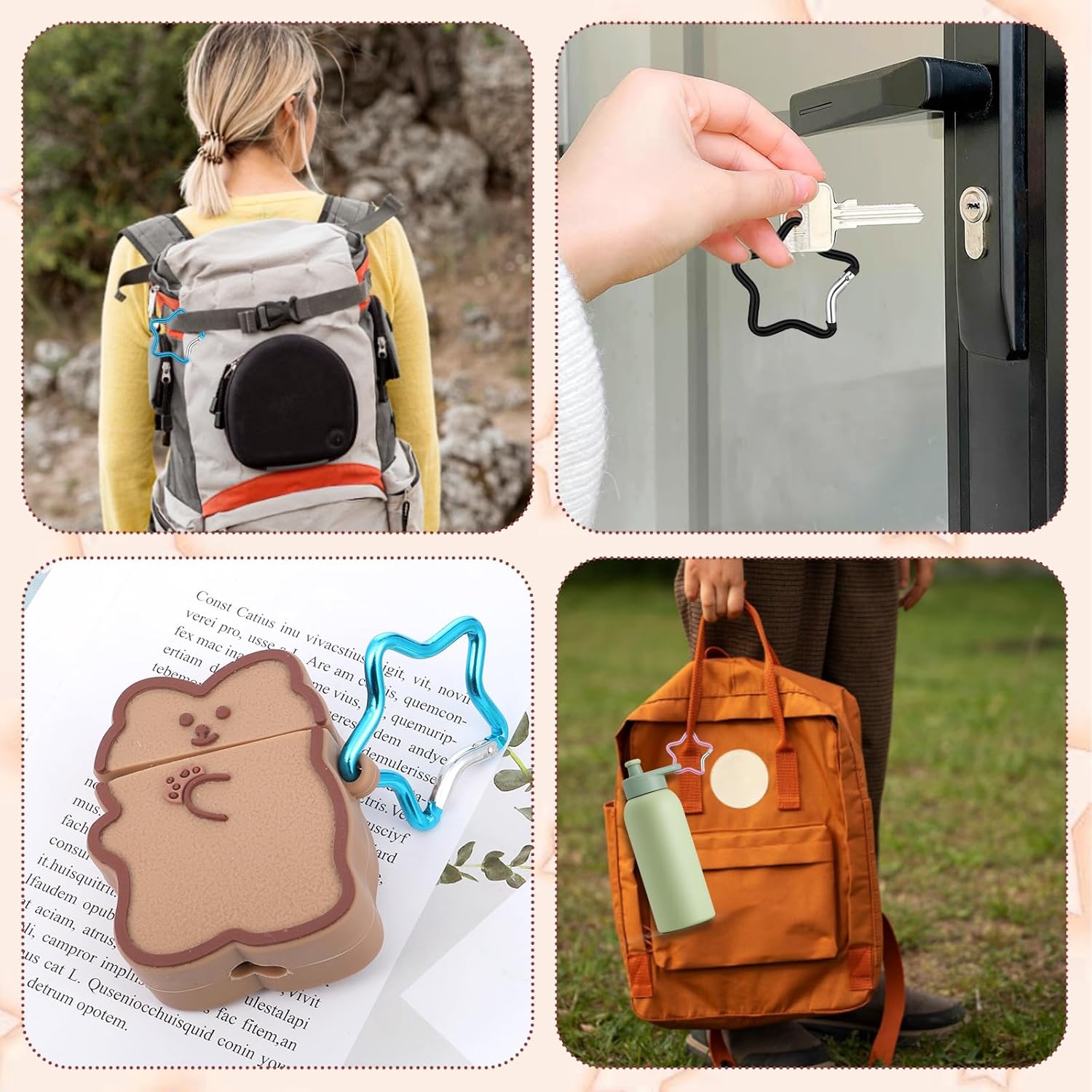 10PCS Star Carabiner, Multicolor Aluminum Carabiner Clip Cute Spring Snap Hook Heavy Star Shaped Climbing Buckle for Outdoor Traveling Camping Fishing Hiking Keychain Backpack - Image 4