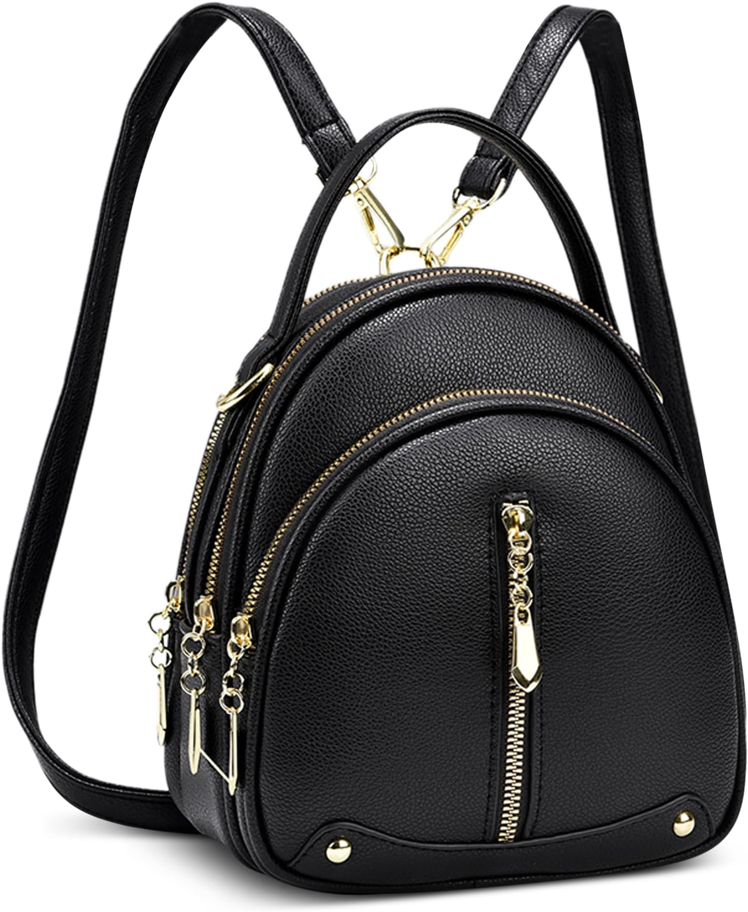 Mini Backpacks for Women – Fashion Convertible Shoulder Bag Handbag Lightweight PU Leather Rucksack, Waterproof Casual Travel & Work Bag Classic Black