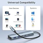 BENFEI USB C HUB 6-in-1 with HDMI(4K@60Hz), 100W Power Delivery, 10Gbps 2*USB-A and 2*USB-C, Silicone Cable, Aluminum Case Compatible with iPhone 15 Pro/Max, MacBook, iPad Pro, iMac, S23, XPS17