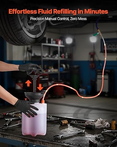 Miniatura 3 de VEVOR Bomba de fluido de transmisión, capacidad de 3 L, bomba manual de transferencia de fluidos con caballo largo de 47 pulgadas y tanque de HDPE,