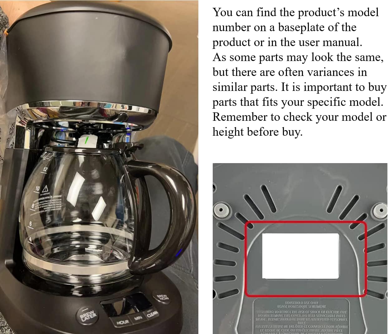 12-CUP Glass Carafe Replacement Compatible With Mr. Coffee 12 Cup coffee maker machine,Black Handle: Home & Kitchen