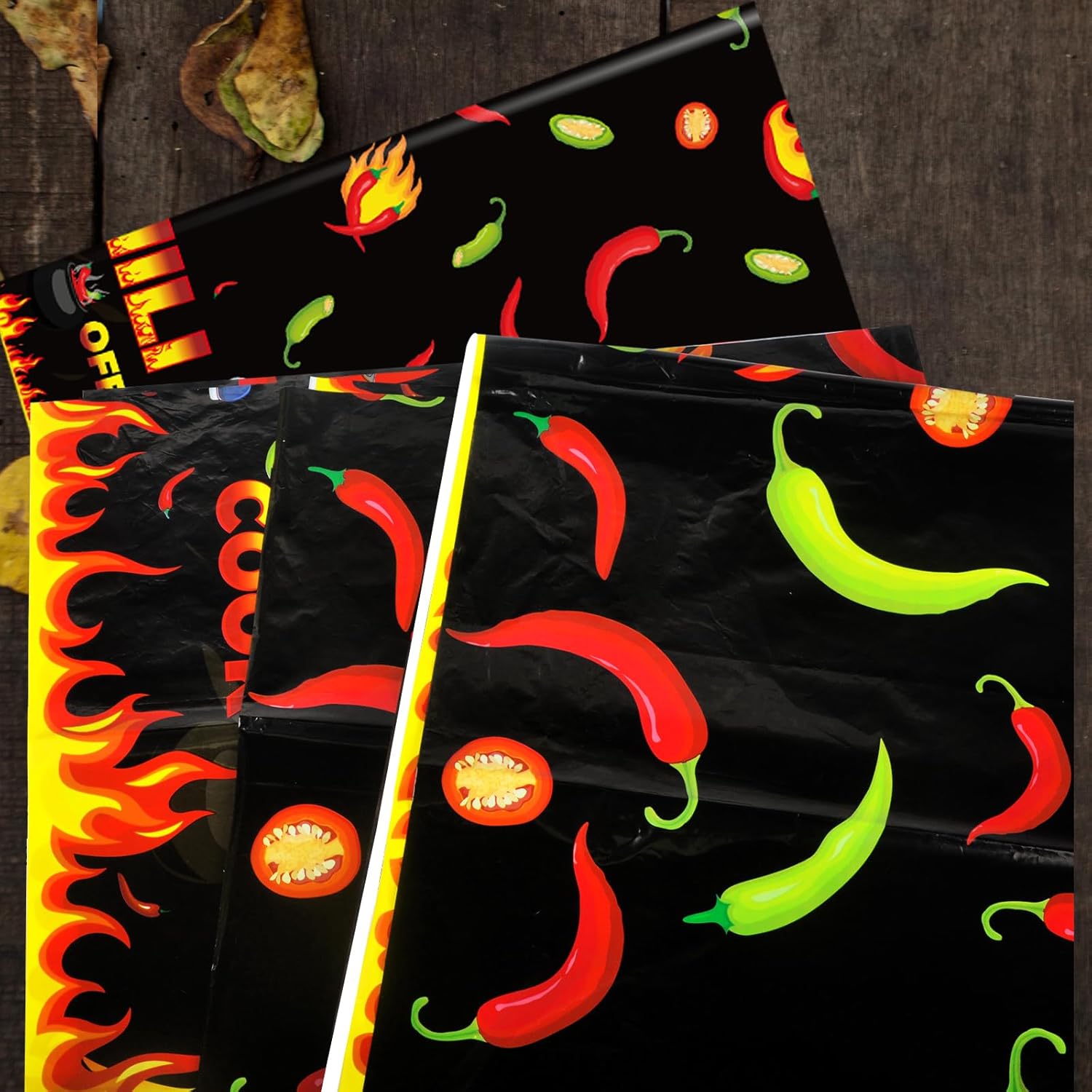 3 Pcs Chili Cook Off Decorations, Premium Disposable Plastic Tablecloth, Chili Pepper Decorative Rectangle Table Cover, Chili Cooking Mexican Fiesta Party Supplies (53 x 108 inch) - Image 7