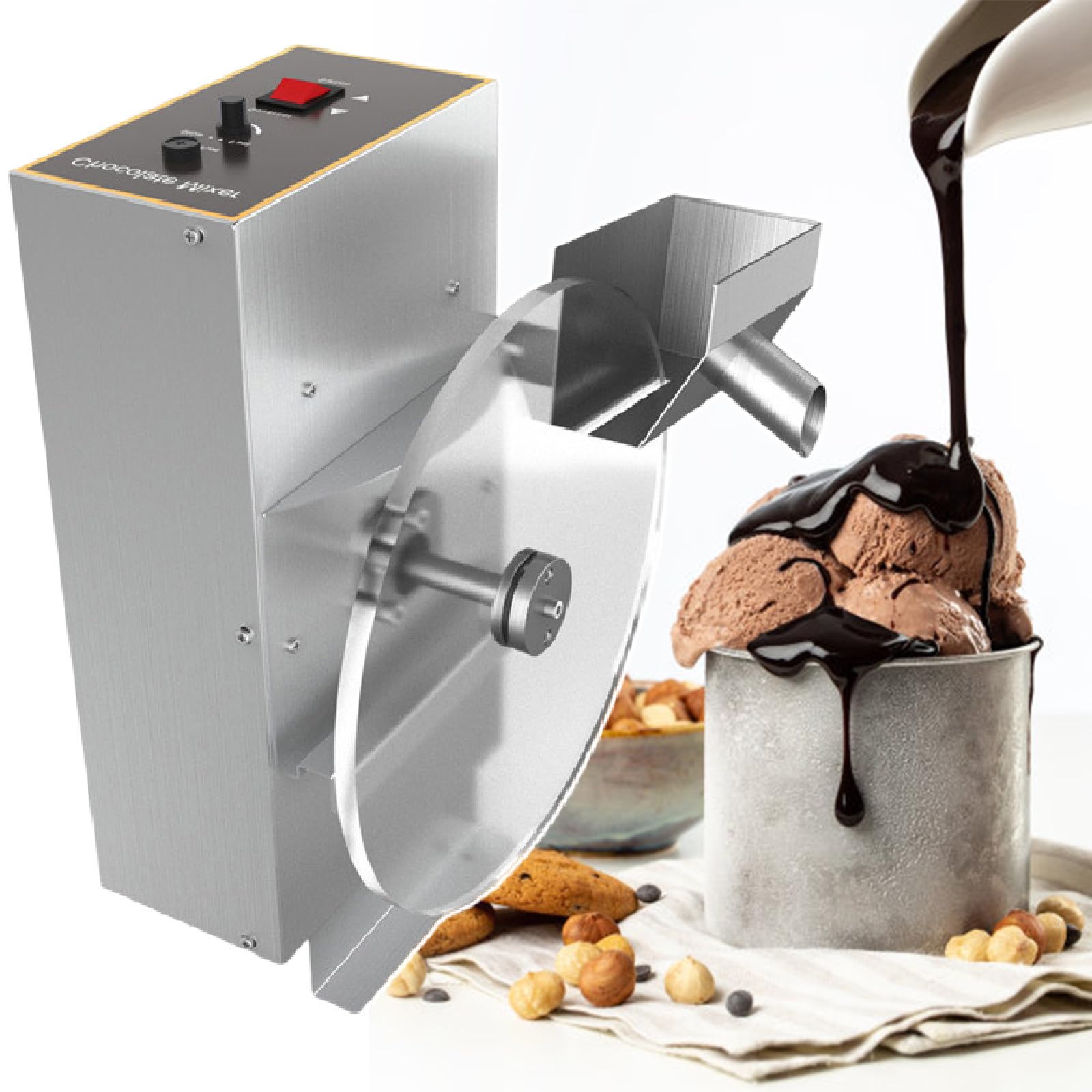 Equipo de Mezcla de Ruedas de Chocolate, máquina de depósito de Chocolate, Calentador de Alimentos comerciales eléctricos de Acero Inoxidable para Chocolate/Leche (110v)