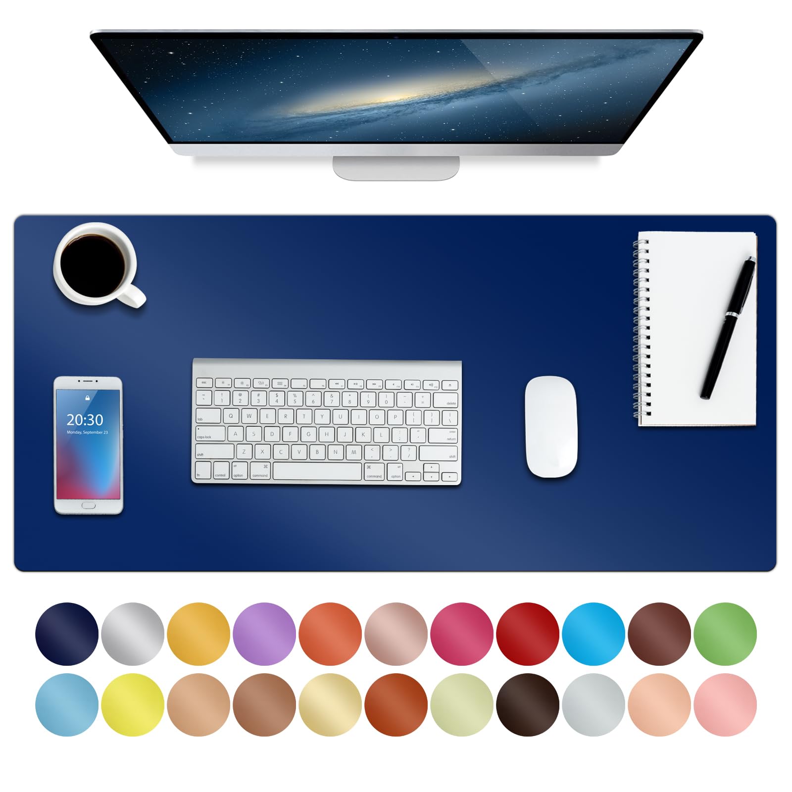 Boutilon Leather Desk Pad Protector,Non-Slip Mouse Pad,Laptop Desk Pad,Office Mouse Mat,Waterproof Leather Desk Blotter,Desk Writing Pad for Office