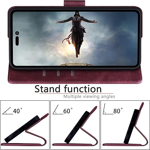 Miniatura 7 de SUANPOT Funda tipo cartera para iPhone 14 Pro de 6.1 pulgadas con bloqueo RFID, tarjetero de crédito, funda protectora de piel sintética con tapa