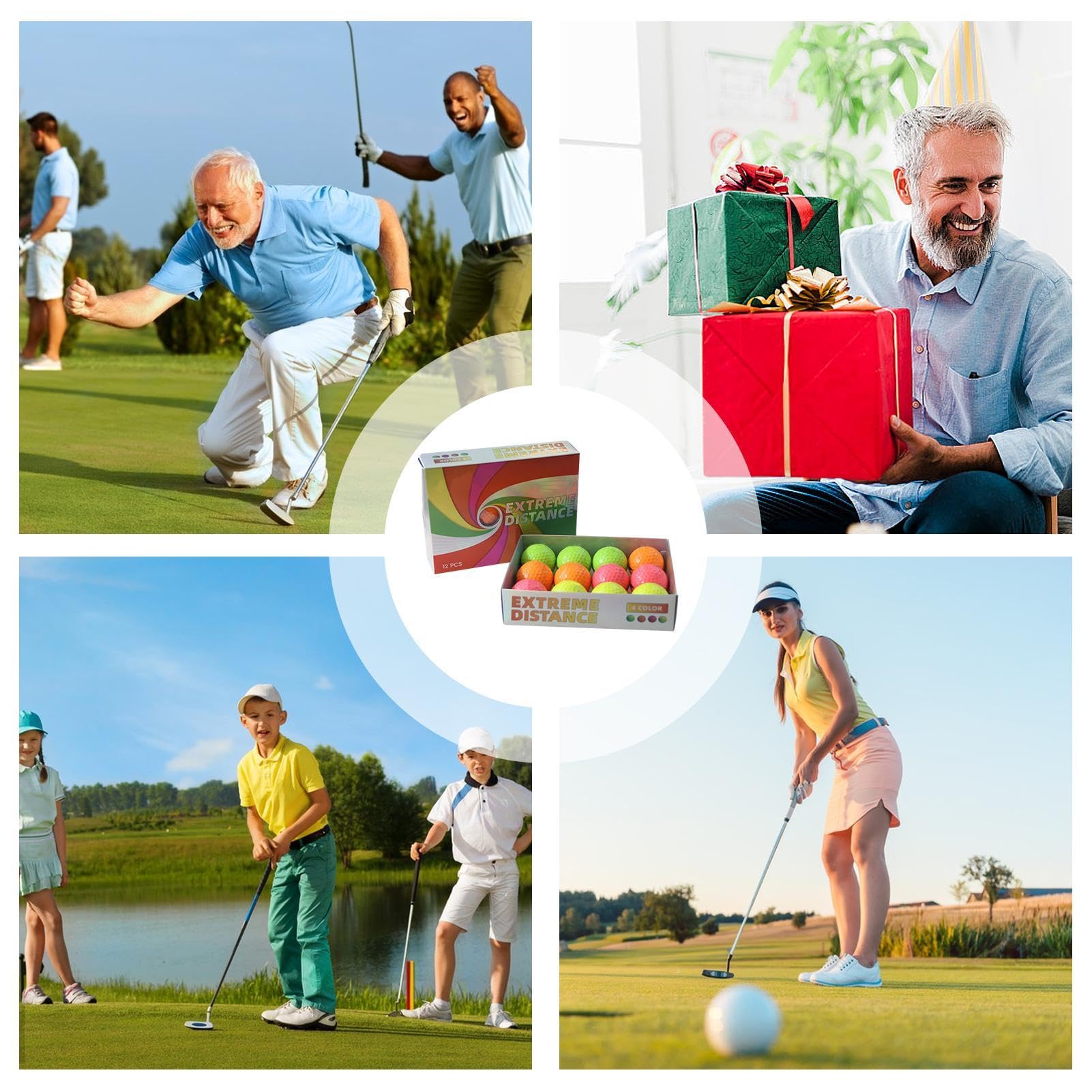 Golftrainingsbälle, Golfbälle für den Garten | 12 x bunte Golfbälle | Doppelbrücke, professionelle Golfbälle, vielseitig, Golfberufe für den Innenbereich
