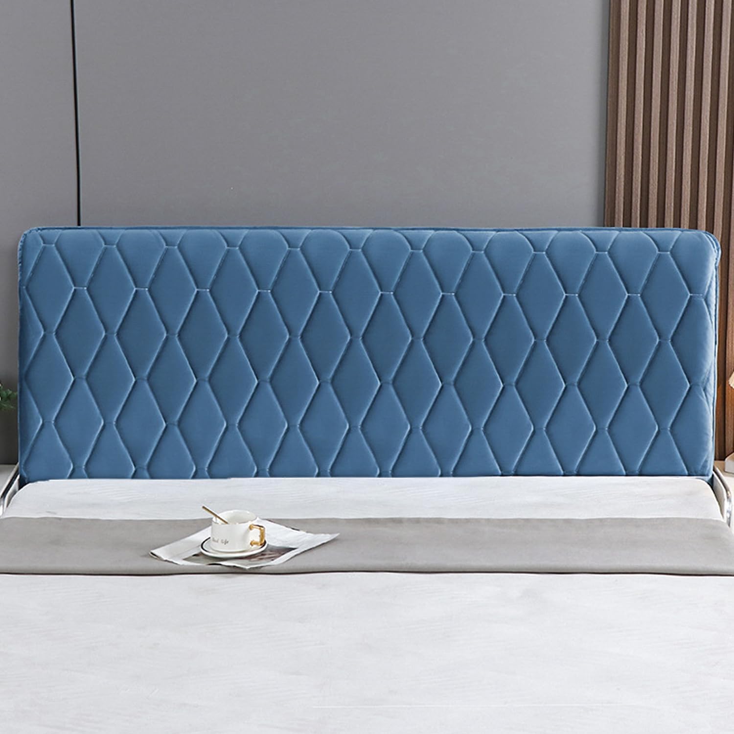 Bed Headboard Cover Queen Quilted Headboard Cover Slipcover Thicken Soft Elastic Bed Headboard Slipcover 360° All-Around Wrap Dustproof Headboard Pad Protector Cover,Dark Blue,1.6m(HIGH65cm)
