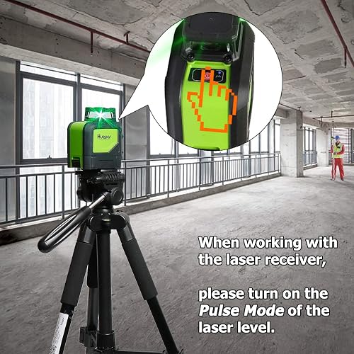 Huepar LR-6RG Laser Detector only for Huepar Laser Level with pulse mode, Digital Laser Receiver detect Line Lasers Up to 60m/196ft for Red&Green Laser Beams, Three-Sided LED Display, Clamp Included - 2