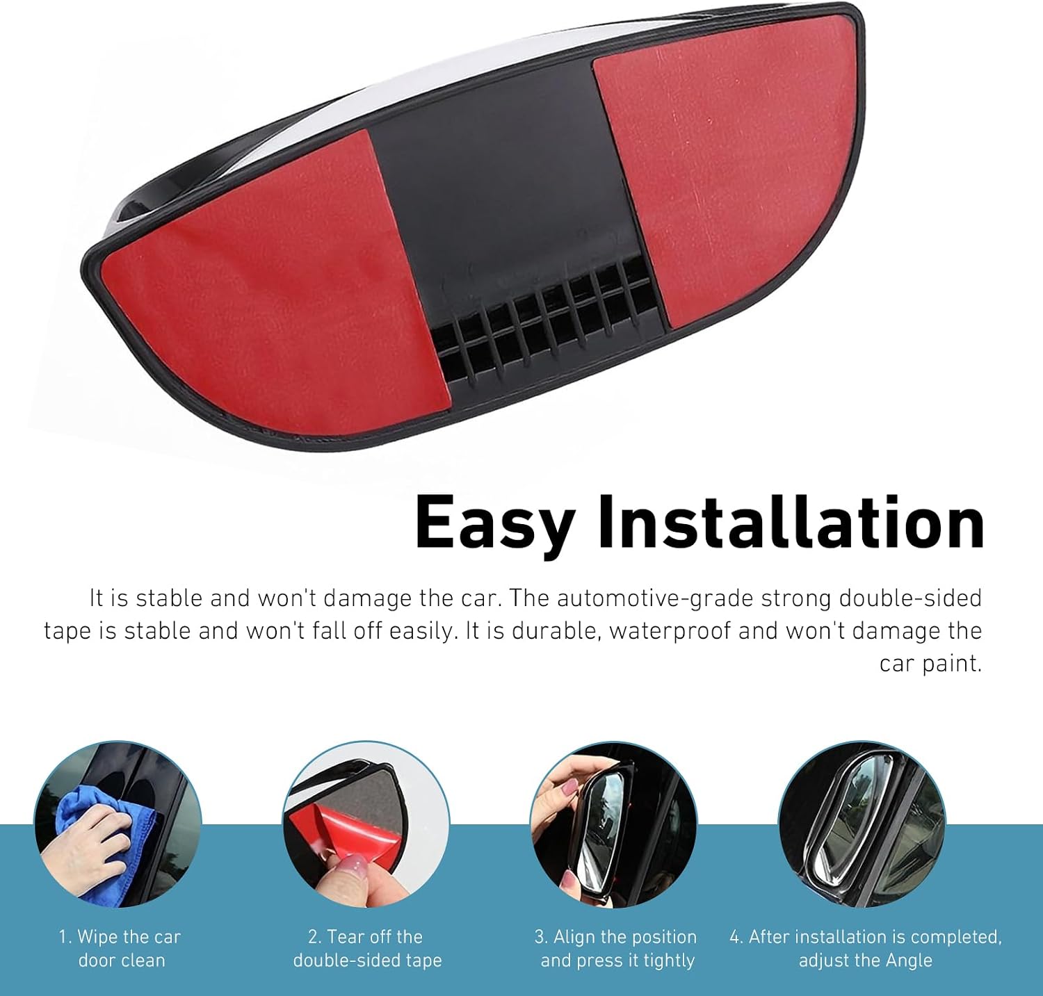 2 PCS Back Passenger Blind Spot Mirrors, Adjustable Wide Angle HD B-Pillar Blind Spot Mirror, Self-Adhesive Car Rear Door Open Get-Off Safety Mirror, Universal for Most Cars, SUVs (White)