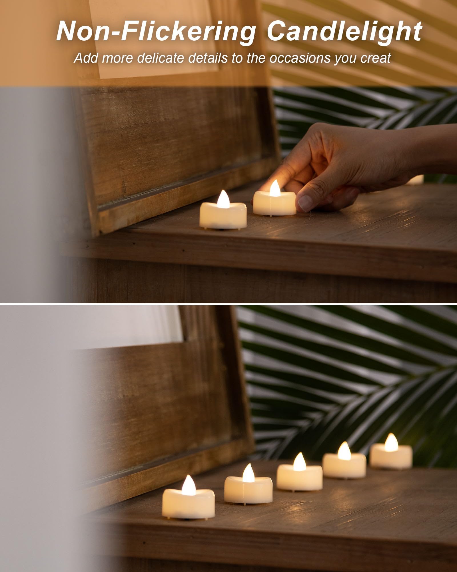 BEICHI Candele senza fiamma, confezione da 12/24/50/100/150 lumini a batteria, senza tremolio, candele votive a LED, per Halloween, Natale, matrimoni, casa (confezione da 12, bianco caldo)