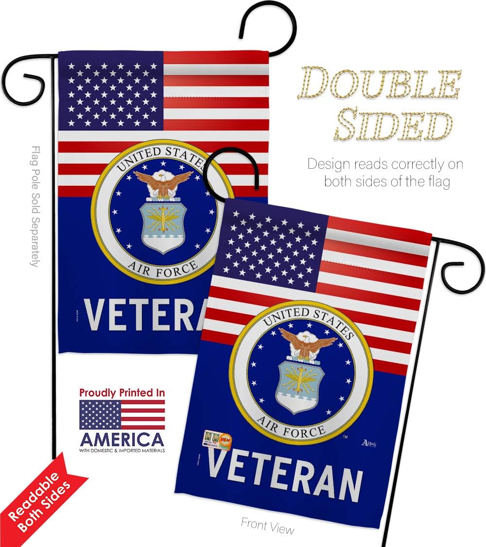 Air Force US Veteran Garden Flag Armed Forces USAF United State American Military Retire Official Small Decorative Gift Yard House Banner Double-Sided Made In USA 13 X 18.5