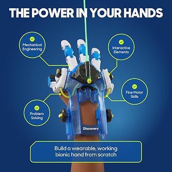 Discovery DIY Bionic Robot Hand Kit, 87 Pcs, STEM Kids & Teens | Build Your Own Hydraulic Cyborg Hand, 87-Piece Robotics Construction Kit, Fun STEM Science Gift for Kids & Teens