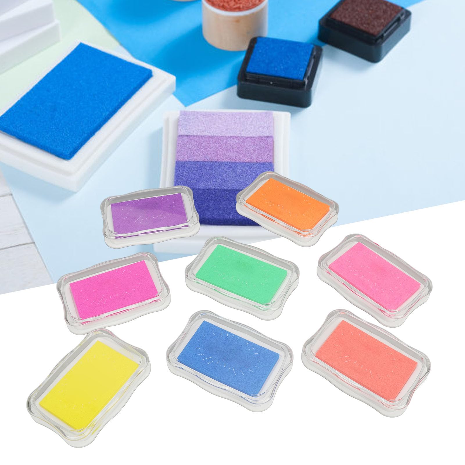8 Kolorowych Poduszek Odciskowych, Profesjonalne Zmywalne DIY Podkładki Odcisków Palców Pieczątki do Papierowego Scrapbookingu Tkanina Drewniana, Materiały Kreatywne dla