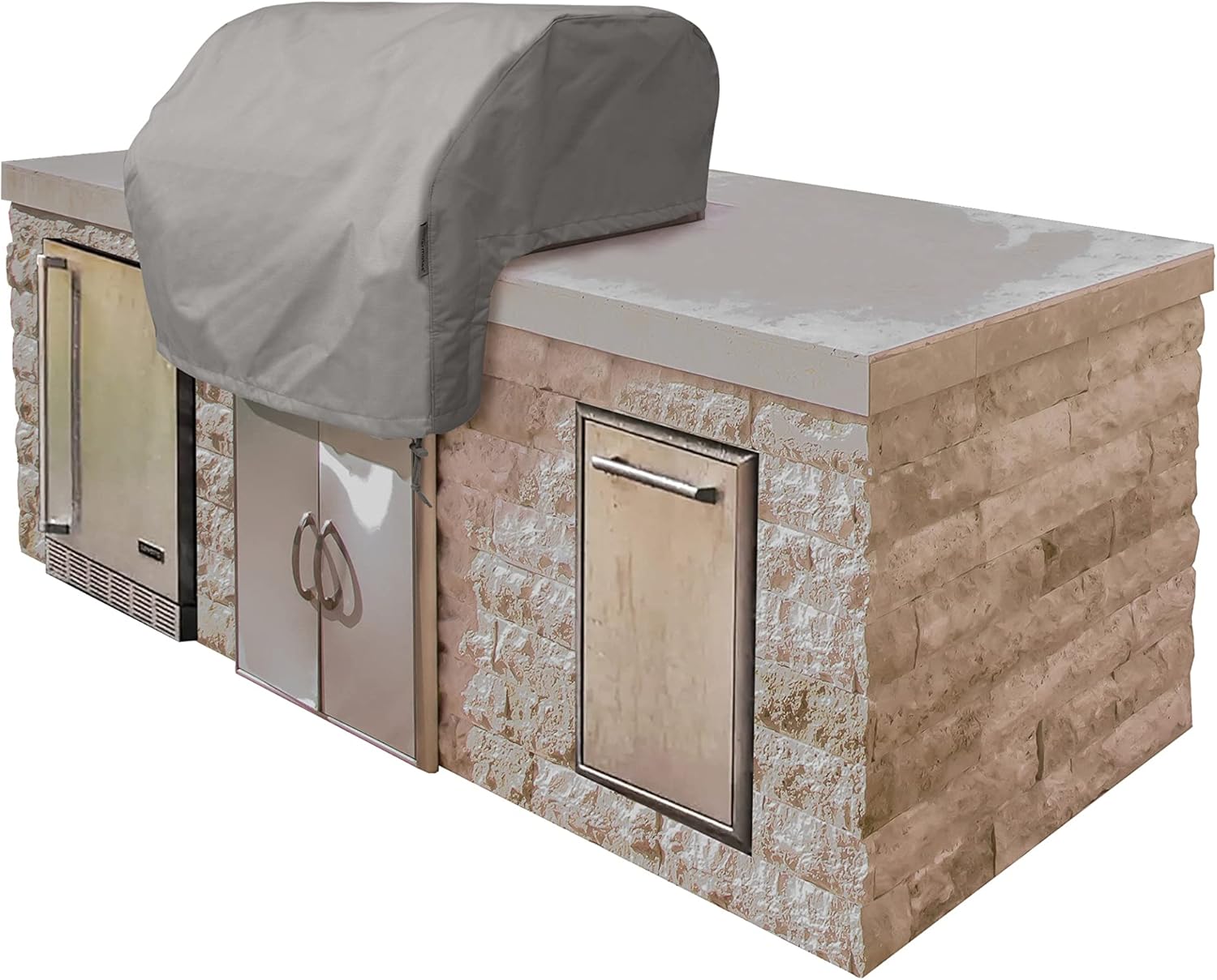 Covermates Ultima Built-in Grill Cover – All-Weather Water-Resistant 600D Rip-Resistant Polyester BBQ Cover with Locking Drawcord Hem, Heavy Duty Outdoor Protection, 30W x 26D x 14H, Ripstop Tan