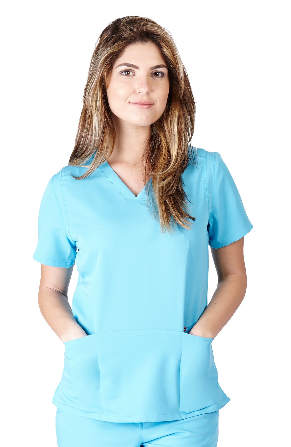 Ultra Soft Scrubs - Womens Two Pocket Scrub Top, Water Blue 38791-X-Large