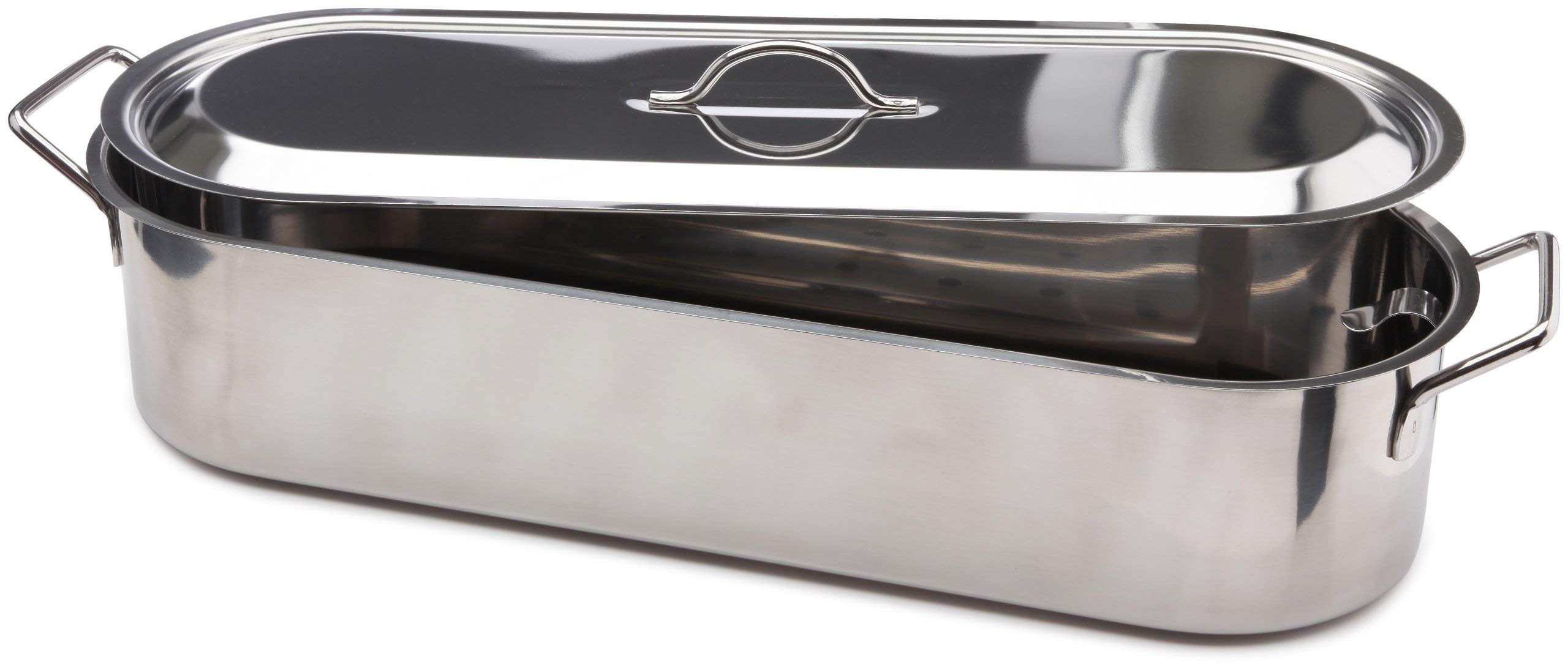 Beka 14700024 - Pesciera in Acciaio Inox con griglia, Adatta a Tutti i fornelli e induzione, Diametro: 50 cm