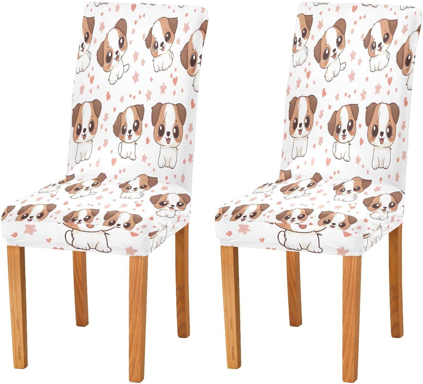 ALAZA Chair Covers for Dining Room, Cute Dog Star Love Pattern Stretch Chair Cover Sets Chair Protector Removable Washable for Ktichen Restaurant Hotel