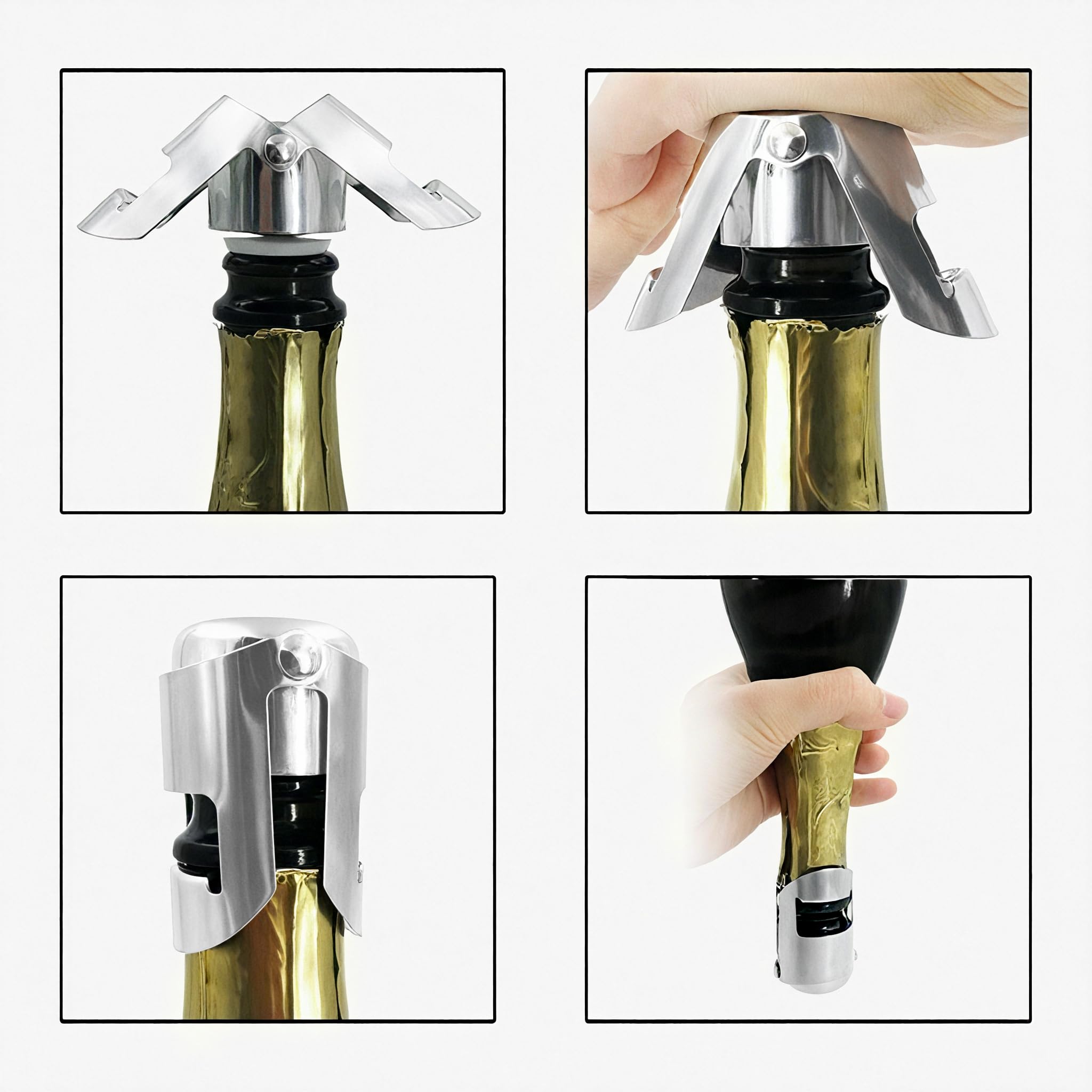 Bouchons à champagne vin acier inoxydable lot de 3 Ausyde