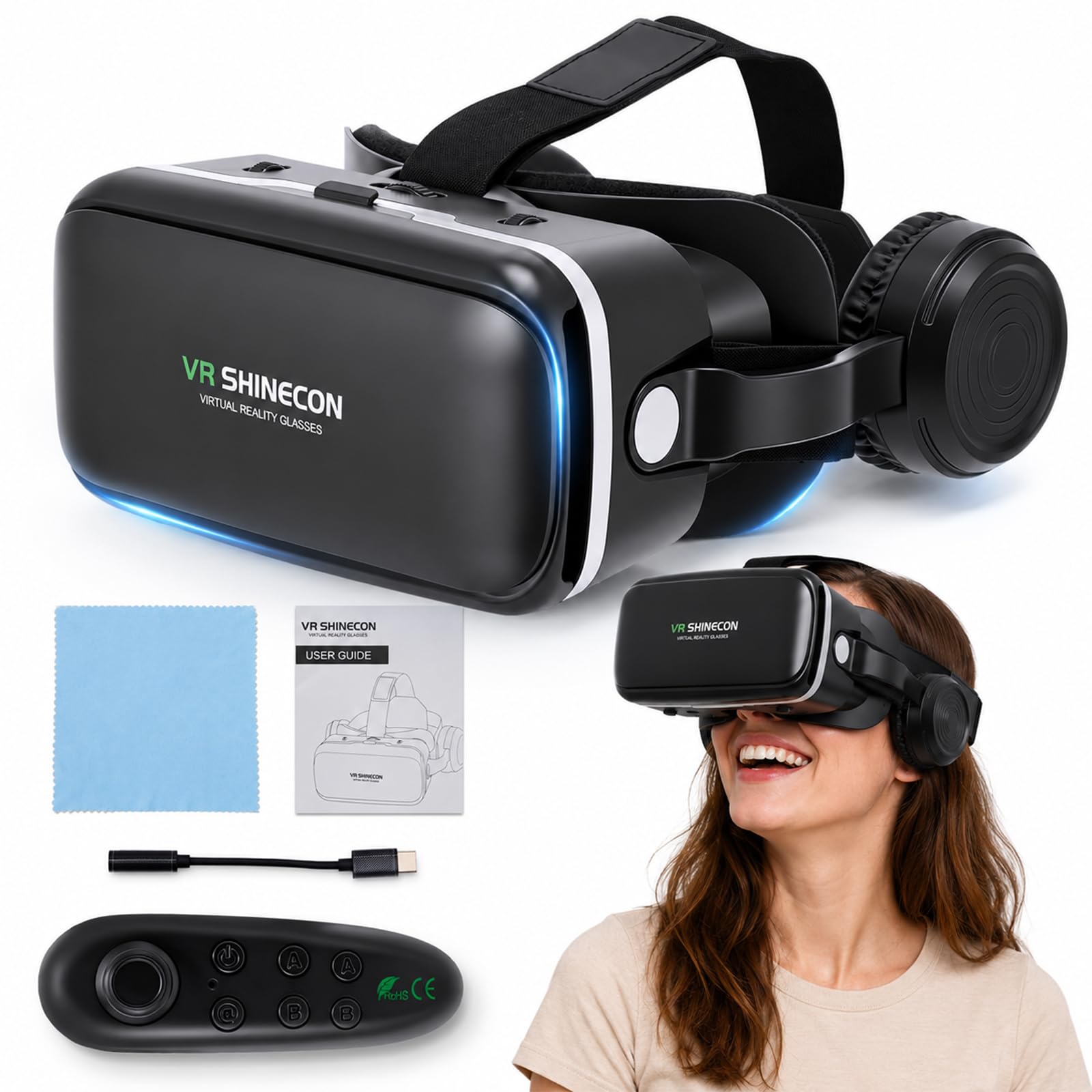 Occhiali VR 3D per Smartphone 4,7-7,2", Visore Realtà virtuale