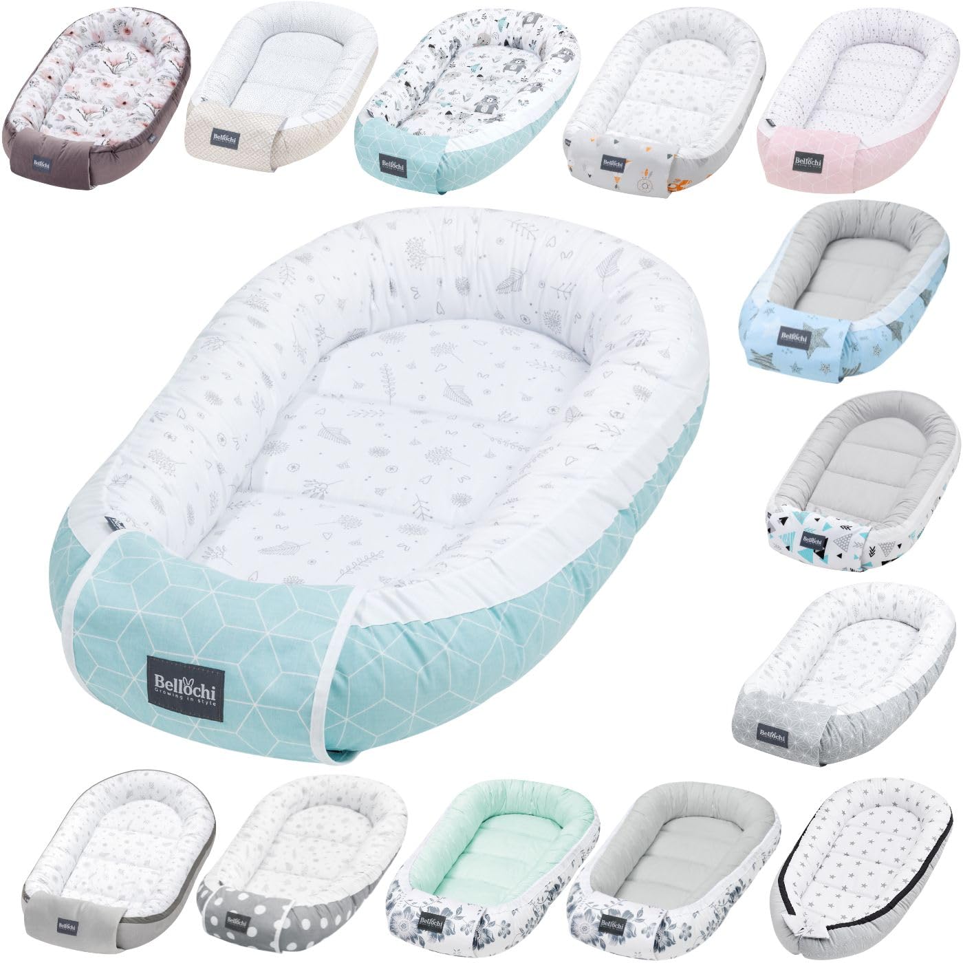 Bellochi Nido Bebe Recien Nacido Reductor de Cuna Nido para Bebe - 100% Algodón - Oeko-Tex Certificado - 90x60x12cm con Bordes Protectores - Fresh