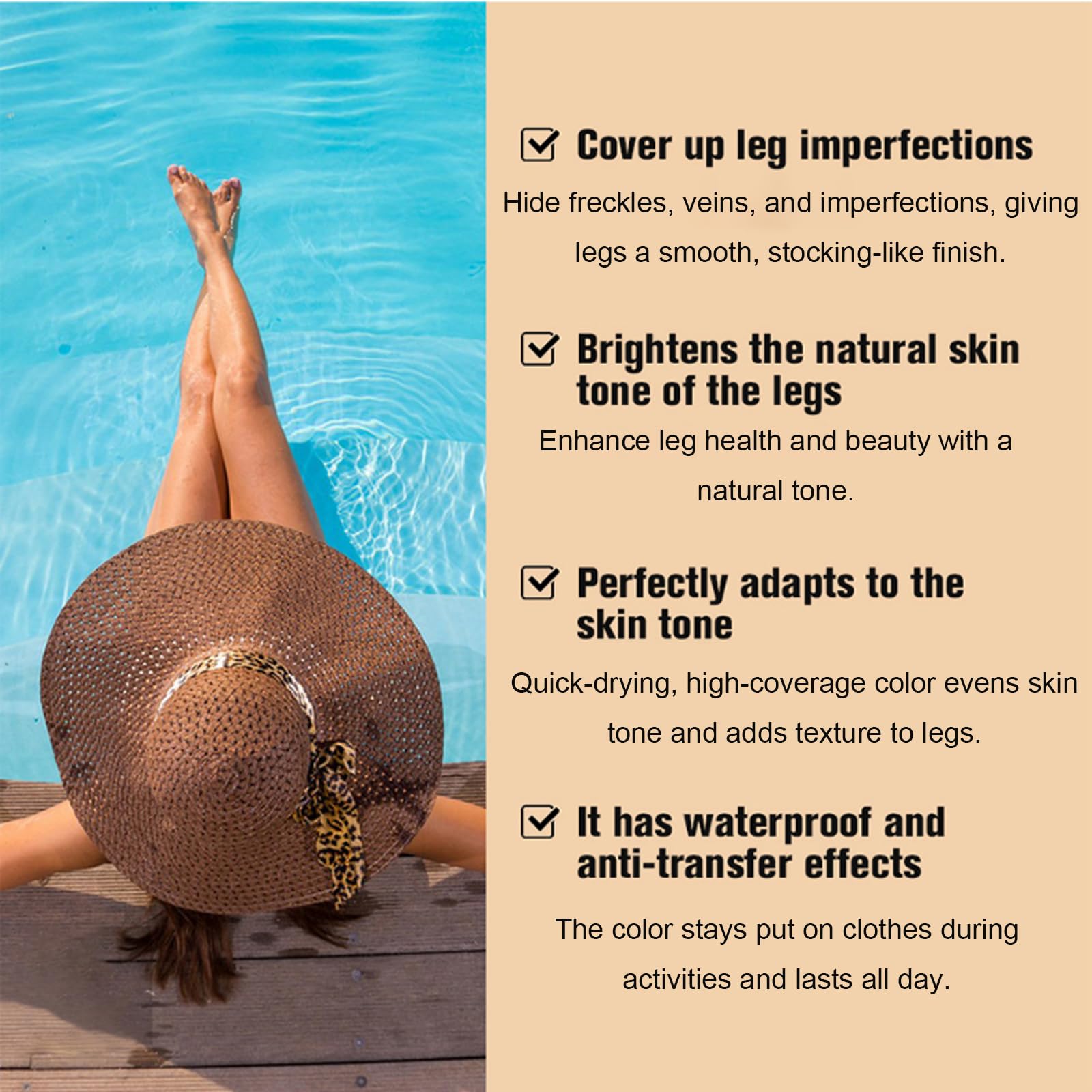 Leg Full Coverage Concealer Waterproof, Tattoo Cover Up No Transfer Body Makeup - Image 4