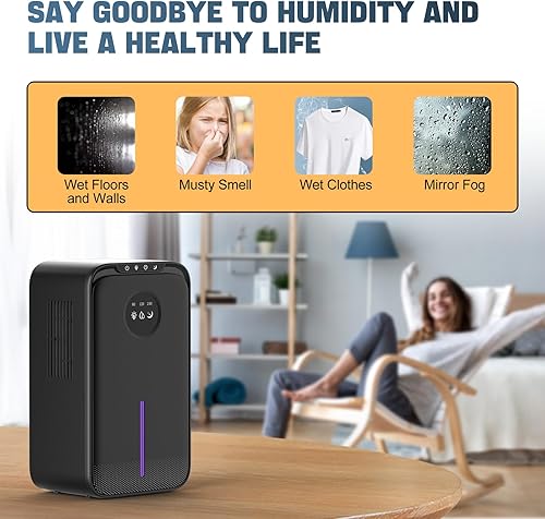 Miniatura 7 de Deshumidificador, deshumidificadores de 85 onzas para habitación para el hogar, (800 pies cuadrados). Deshumidificadores silenciosos para baño,