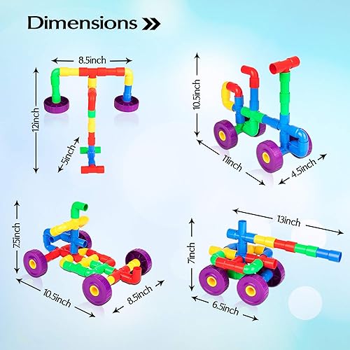 Miniatura 3 de Juguetes de construcción para niños, 128 piezas de bloques de construcción para niños, constructor tubular de boquilla de juguete STEM para niños a