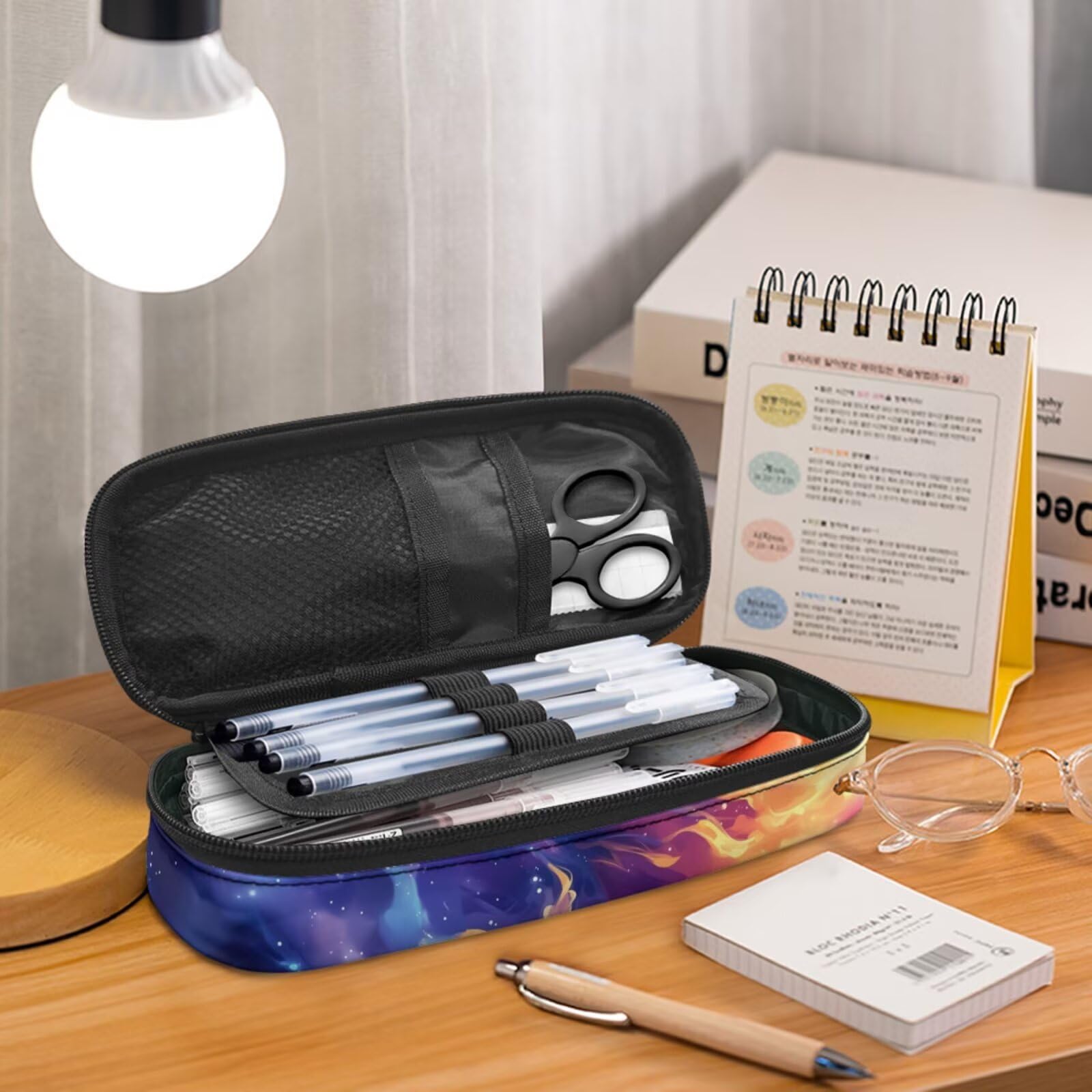 5-teiliges Schulrucksack-Set mit Lunchtasche, Stifttasche, 2-teiliges Lesezeichen für Grundschulkinder, Galaxy-Basketball, Modern