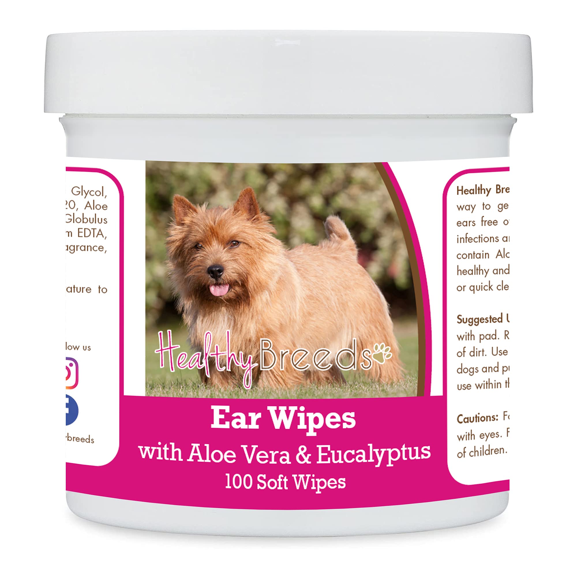 Healthy Breeds Norwich Terrier Ear Cleaning Wipes with Aloe &amp; Eucalyptus for Dogs 100 Count