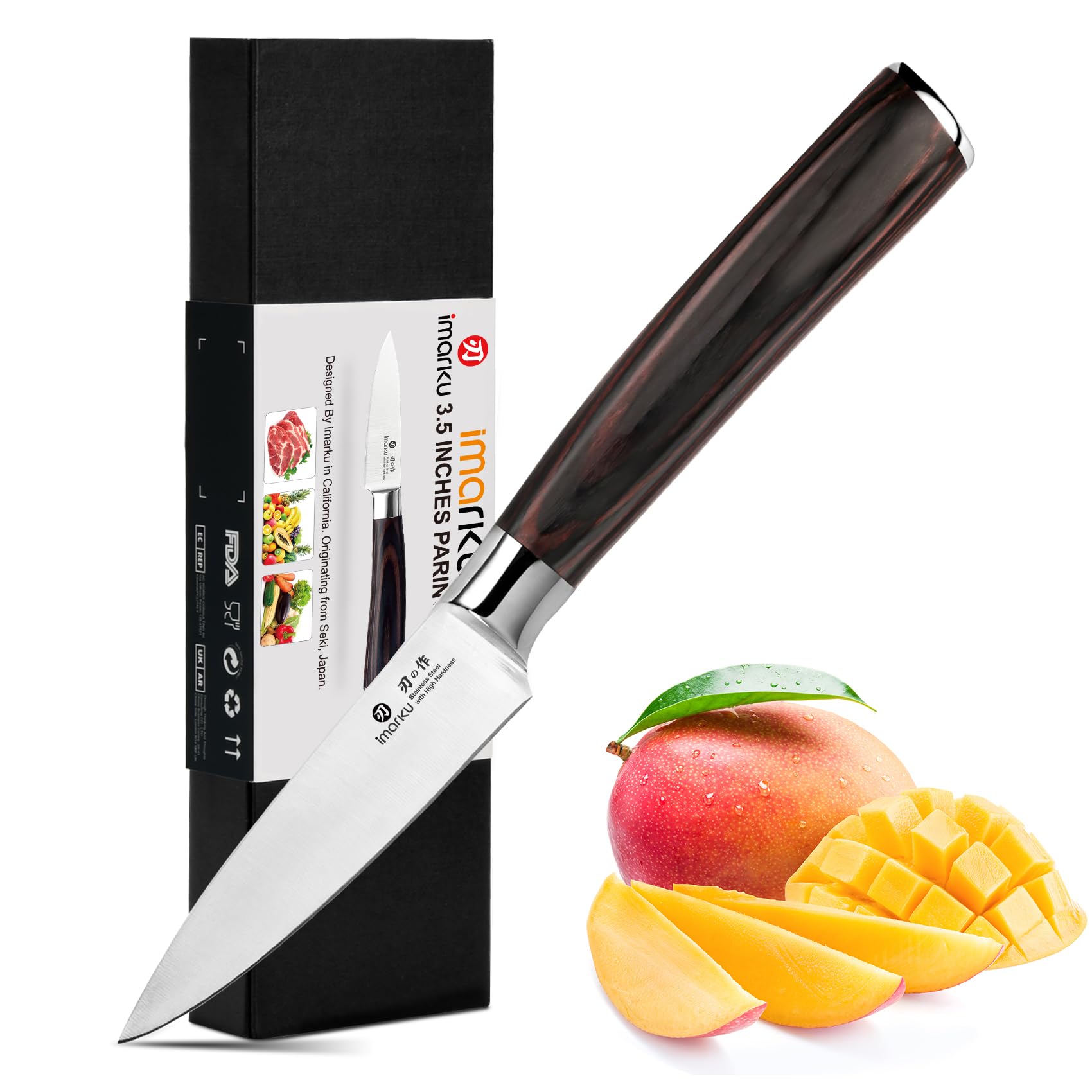 Paring Knife - Paring Knives, 3.5 Inch Small Kitchen Knifes - Japanese High Carbon Stainless Steel Fruit Knife, Ergonomic Pakkawood Handle, Ultra Sharp Blade, Unique Gifts for Men and Women