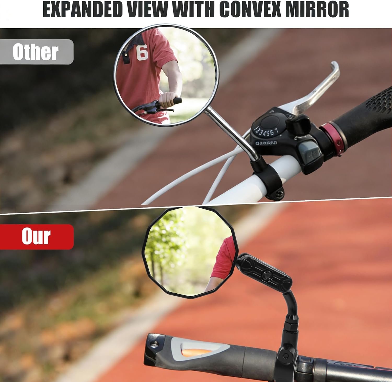 Bike Mirrors, 2 Pack Bicycle Mirrors for Handlebars,Aluminum Alloy Housing,HD Convex Glass Mirror,360° Adjustable, Shock-Resistant Bicycle Mirrors for MTB, E-Bike, Bicycle,Scooter & Motorcycle