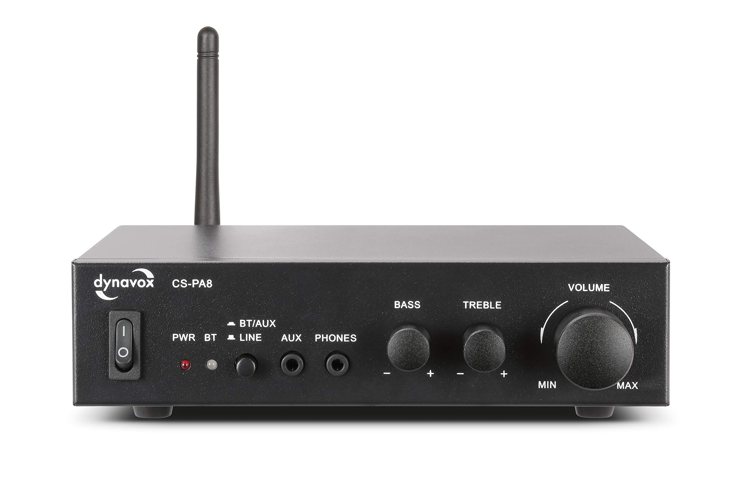 Dynavox Mini amplificatore CS-PA8, amplificatore digitale stereo, terminali di collegamento avvitabili, antenna BT integrata e connettore cuffie, nero