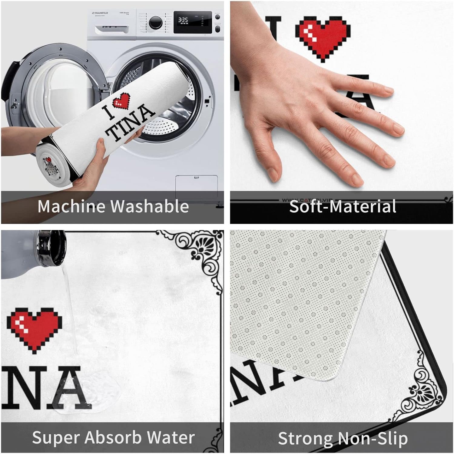 Funny Welcome Mats for Front Door I Love Tina Doormat Outdoor Spring Rug Outdoor Decorations for Patio (Color : Colour, Size : 65X90CM)