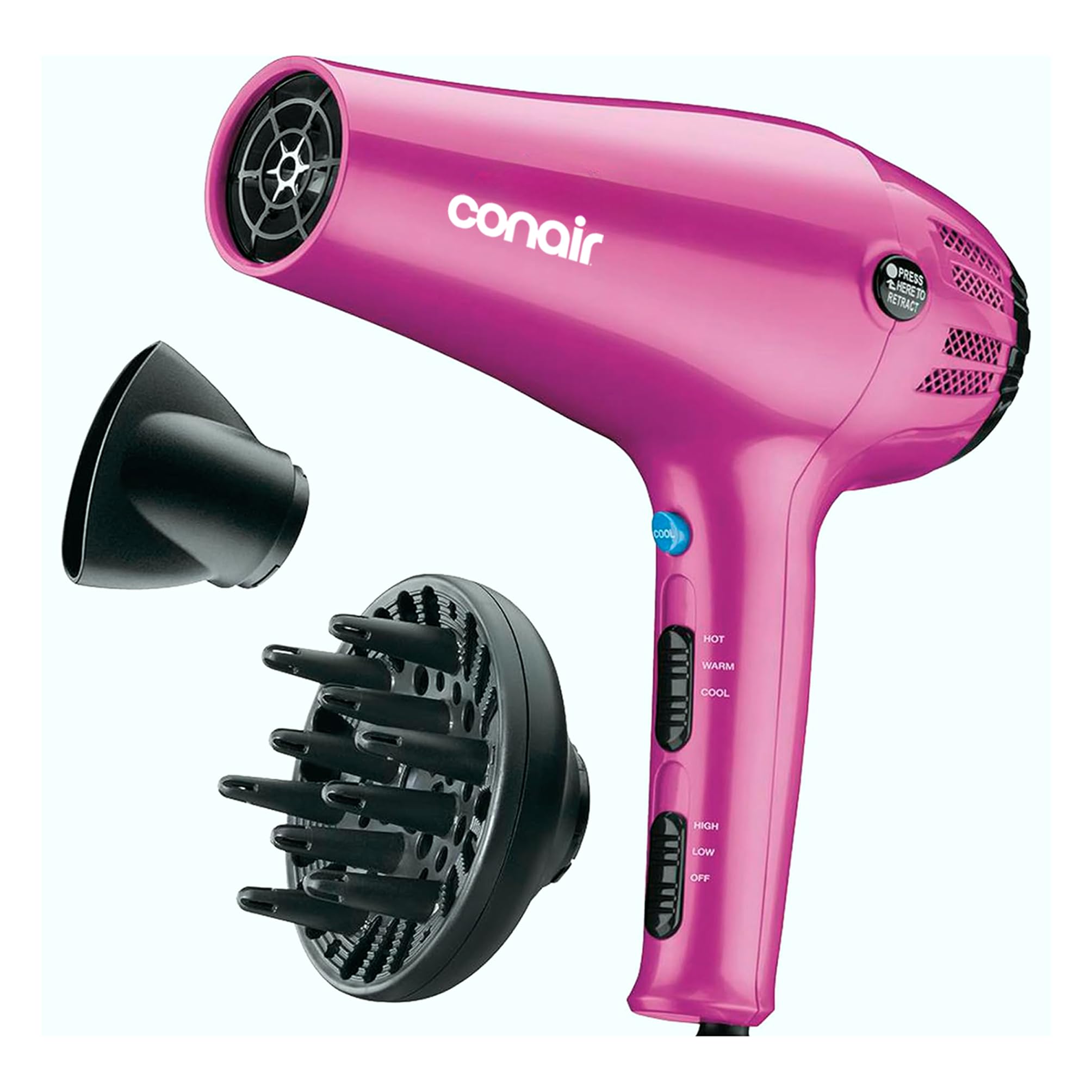 Conair Hair Dryer with Diffuser and Concentrator, 1875W